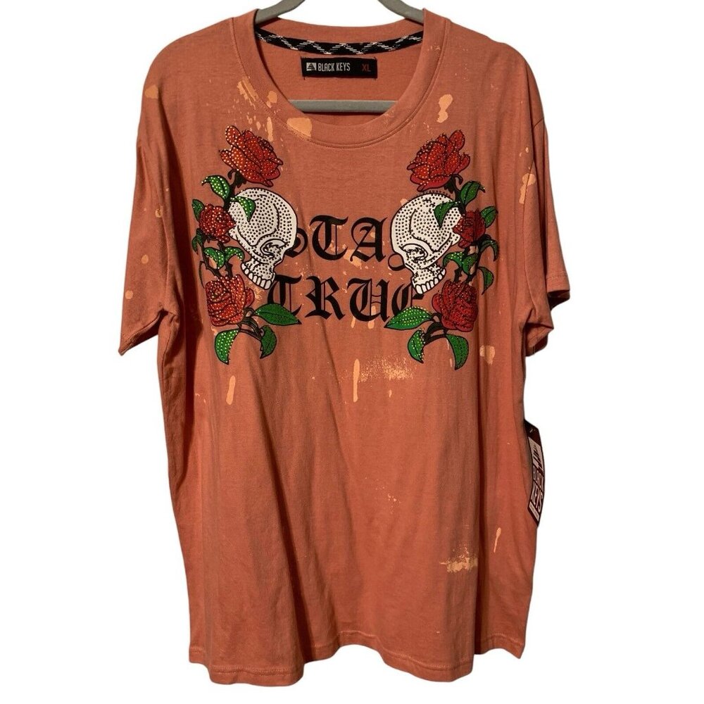 NEW Black Keys Cotton Salmon Graphic Skull T-SHIRT Size XL